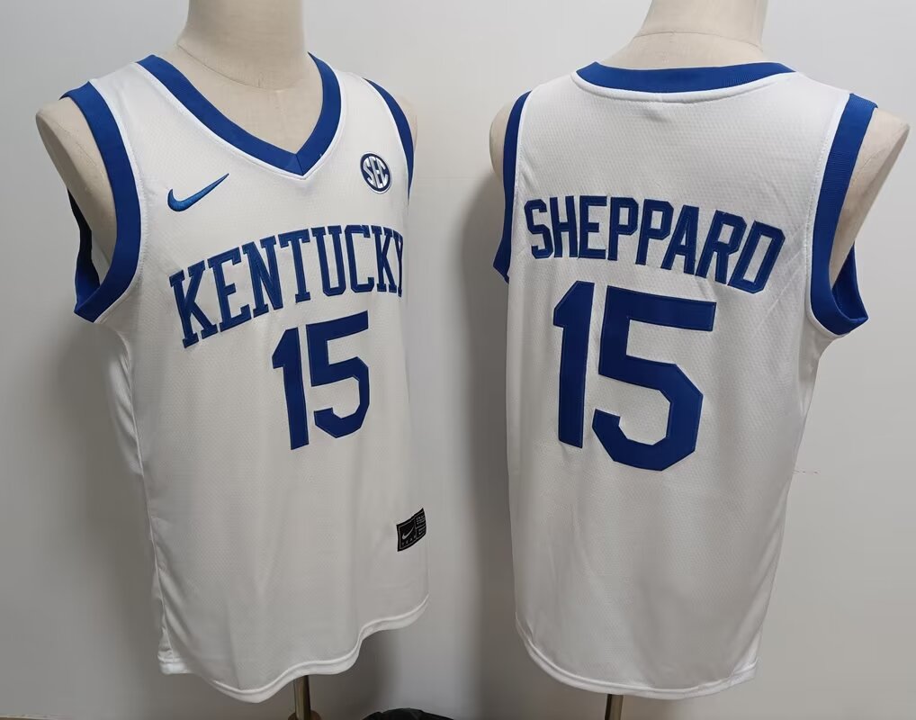 2024 NCAA Men Kentucky Wildcats #15 Sheppard white Nike jersey